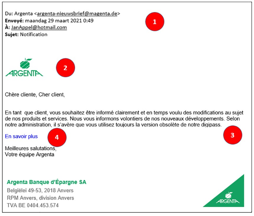 Comment voir qu’il s’agit d’un faux email ?  Argenta